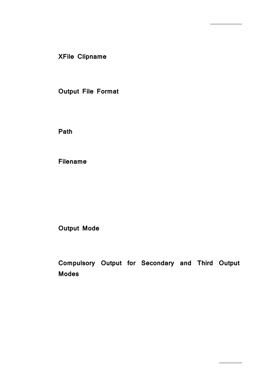 Xfile clipname, Output file format, Path | Filename, Output mode | EVS Xfile Version 2.19 - November 2012 User Manual User Manual | Page 163 / 196