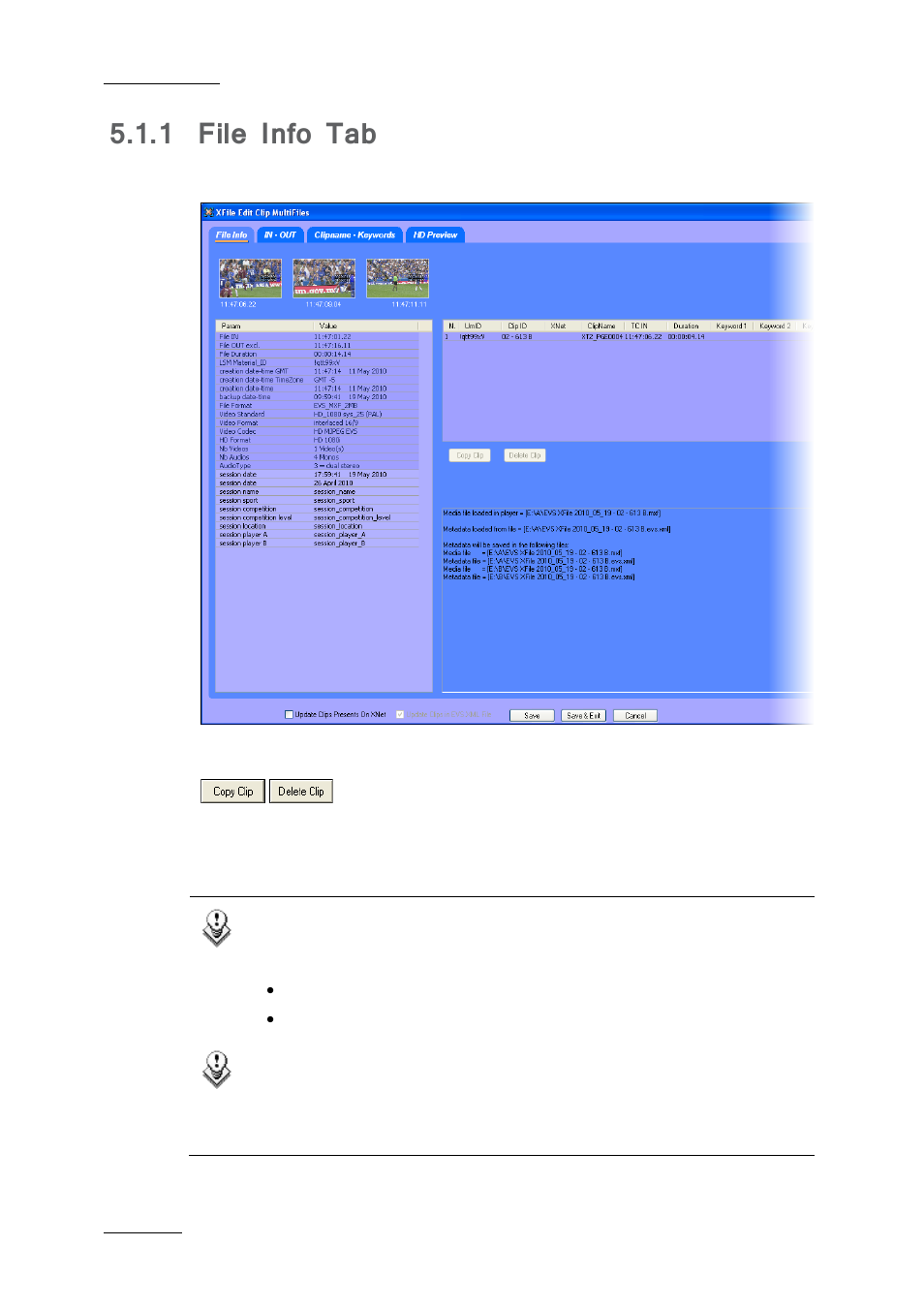 1 file info tab, File info tab | EVS Xfile Version 2.19 - November 2012 User Manual User Manual | Page 166 / 196