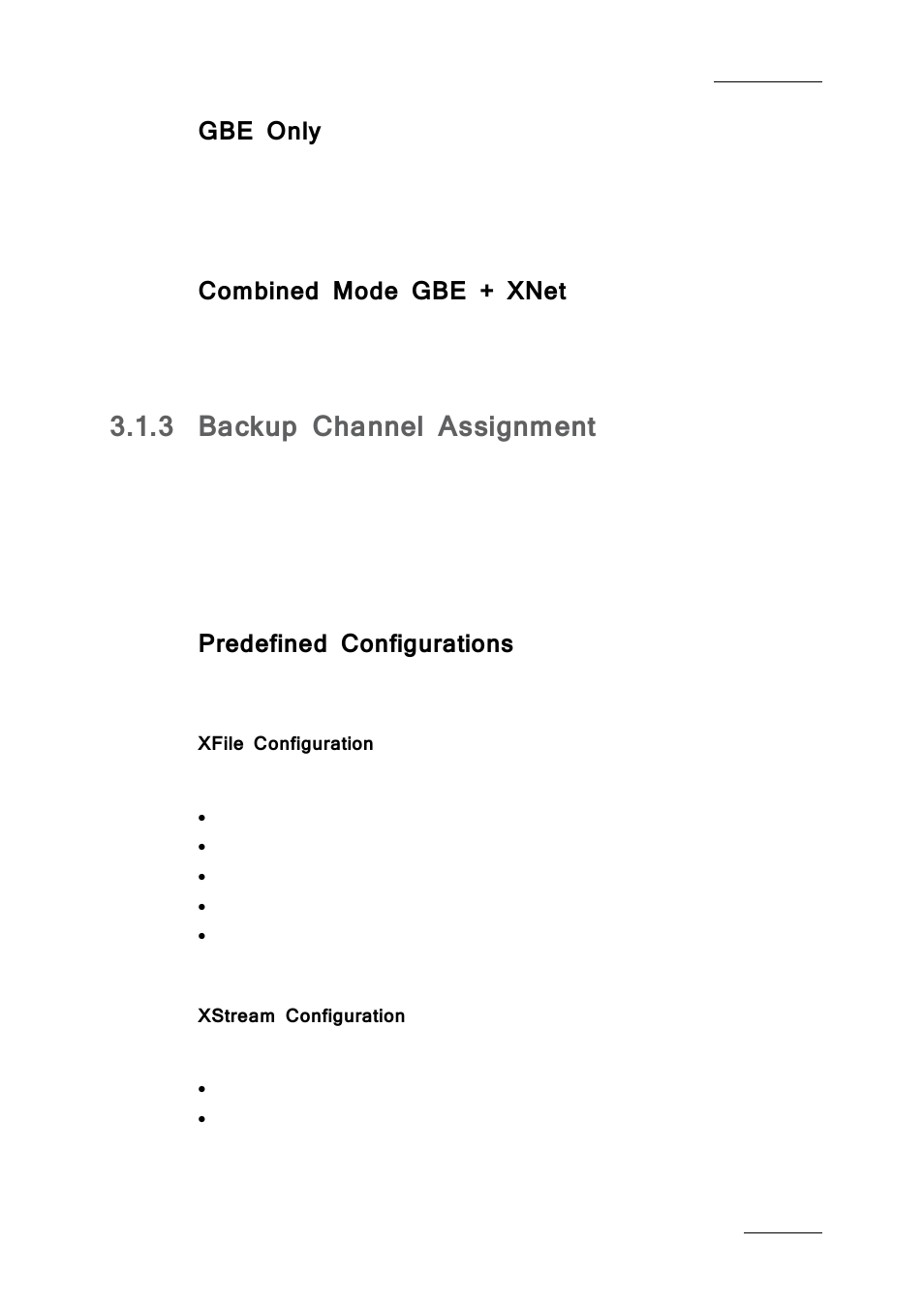 Gbe only, Combined mode gbe + xnet, 3 backup channel assignment | Predefined configurations, Xfile configuration, Xstream configuration, Backup channel assignment | EVS Xfile Version 2.19 - November 2012 User Manual User Manual | Page 19 / 196