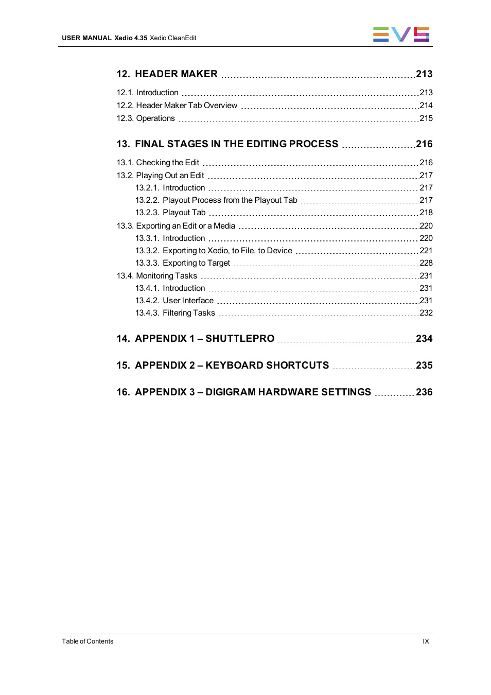EVS XEDIO CleanEdit Version 4.35 - August 2013 User Manual User Manual | Page 11 / 256