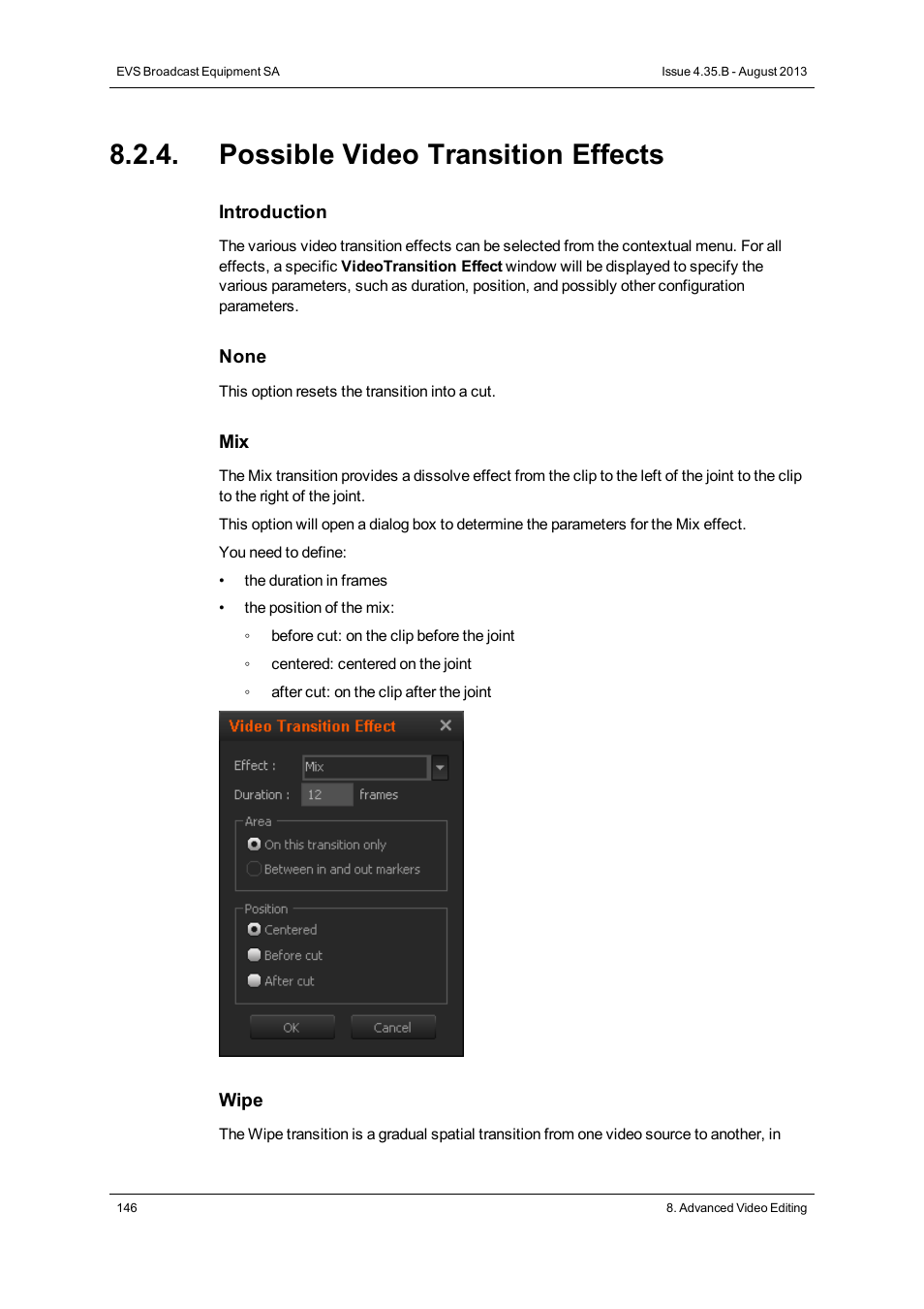 Possible video transition effects | EVS XEDIO CleanEdit Version 4.35 - August 2013 User Manual User Manual | Page 162 / 256