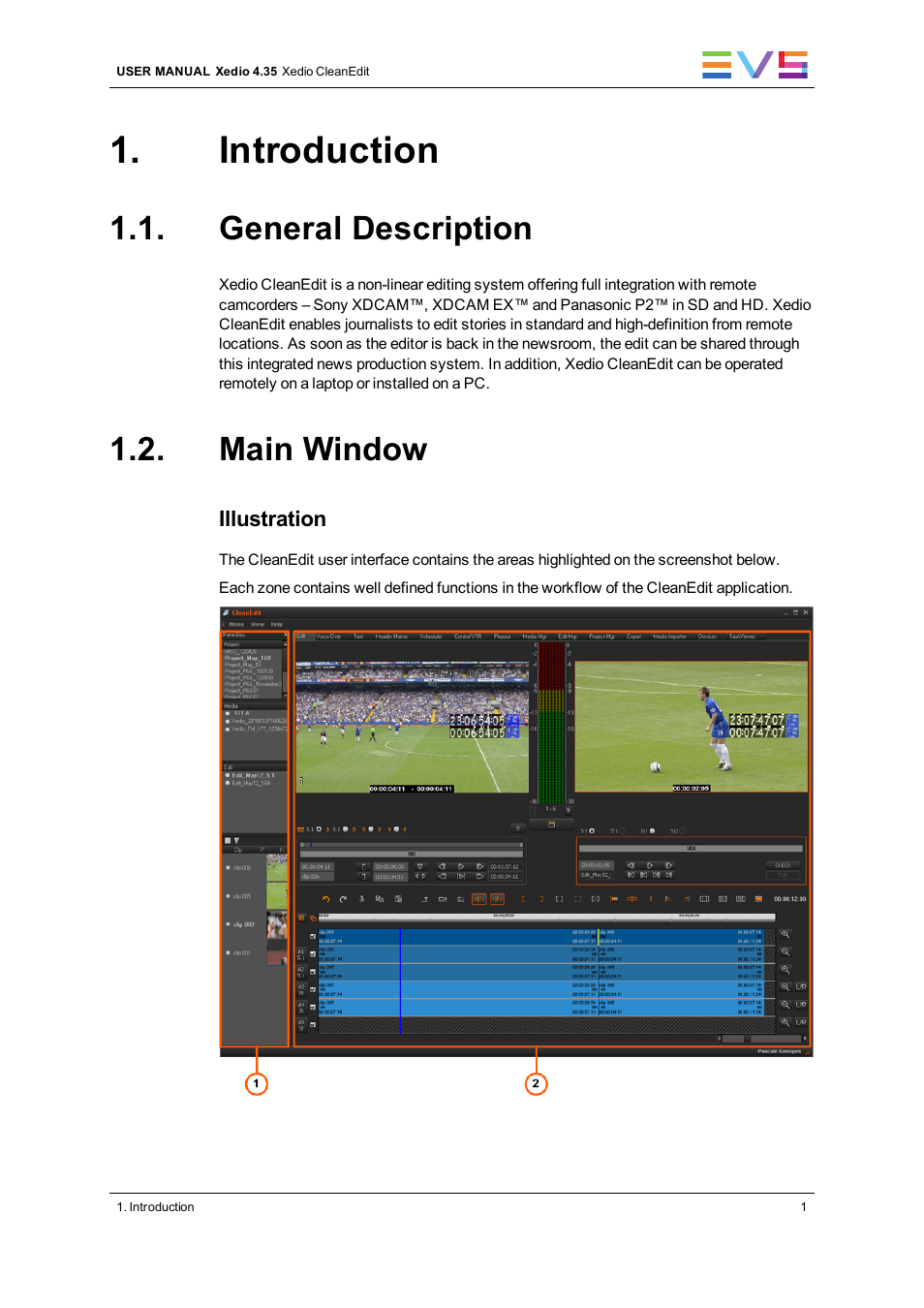 Introduction, General description, Main window | EVS XEDIO CleanEdit Version 4.35 - August 2013 User Manual User Manual | Page 17 / 256