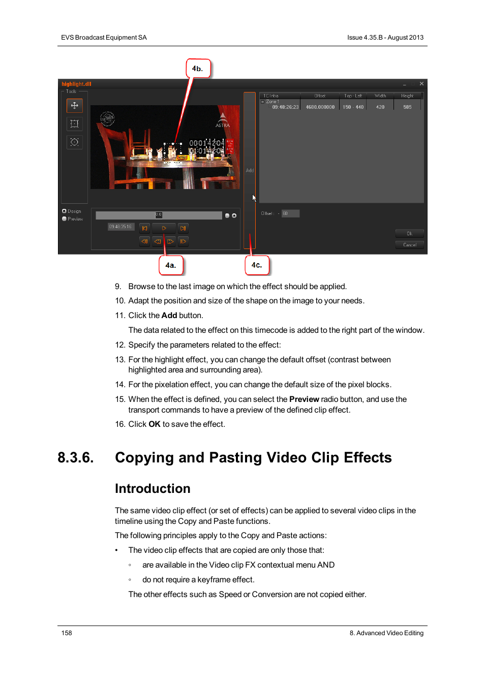 Copying and pasting video clip effects, Introduction | EVS XEDIO CleanEdit Version 4.35 - August 2013 User Manual User Manual | Page 174 / 256