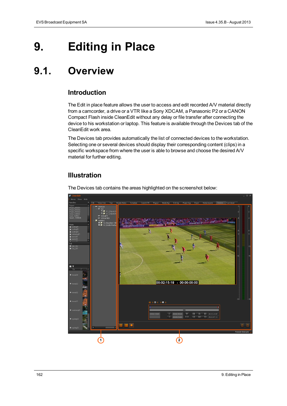Editing in place, Overview | EVS XEDIO CleanEdit Version 4.35 - August 2013 User Manual User Manual | Page 178 / 256