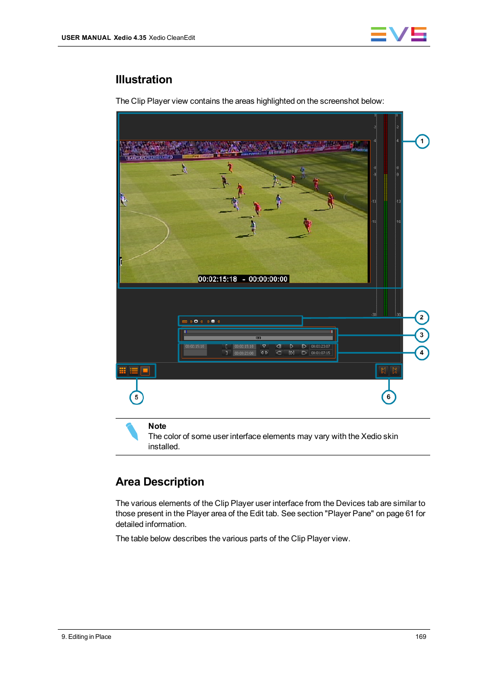 Illustration, Area description | EVS XEDIO CleanEdit Version 4.35 - August 2013 User Manual User Manual | Page 185 / 256