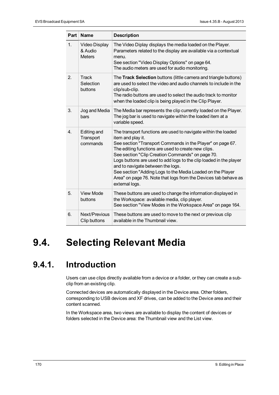 Selecting relevant media, Introduction | EVS XEDIO CleanEdit Version 4.35 - August 2013 User Manual User Manual | Page 186 / 256