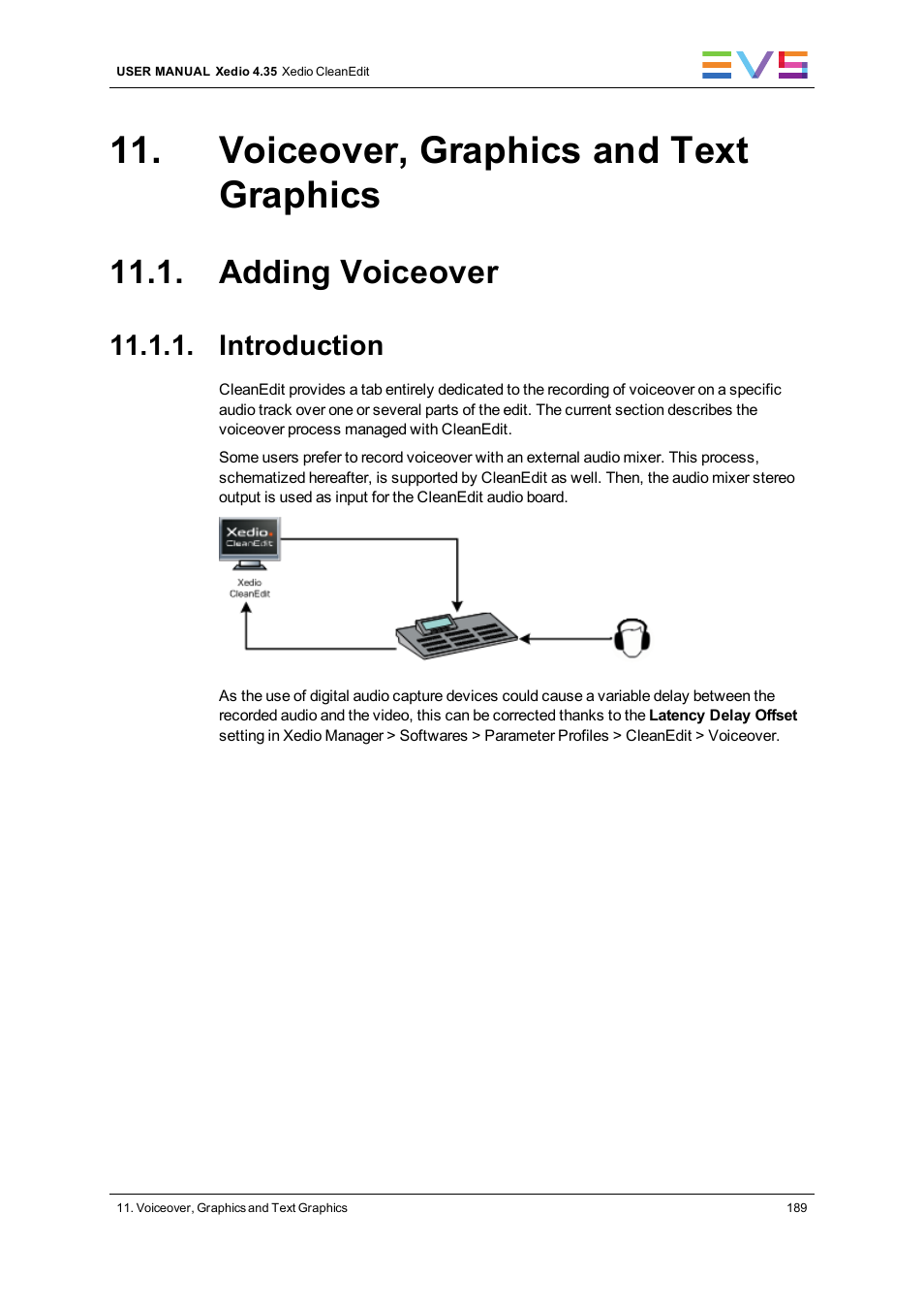 Voiceover, graphics and text graphics, Adding voiceover, Introduction | EVS XEDIO CleanEdit Version 4.35 - August 2013 User Manual User Manual | Page 205 / 256