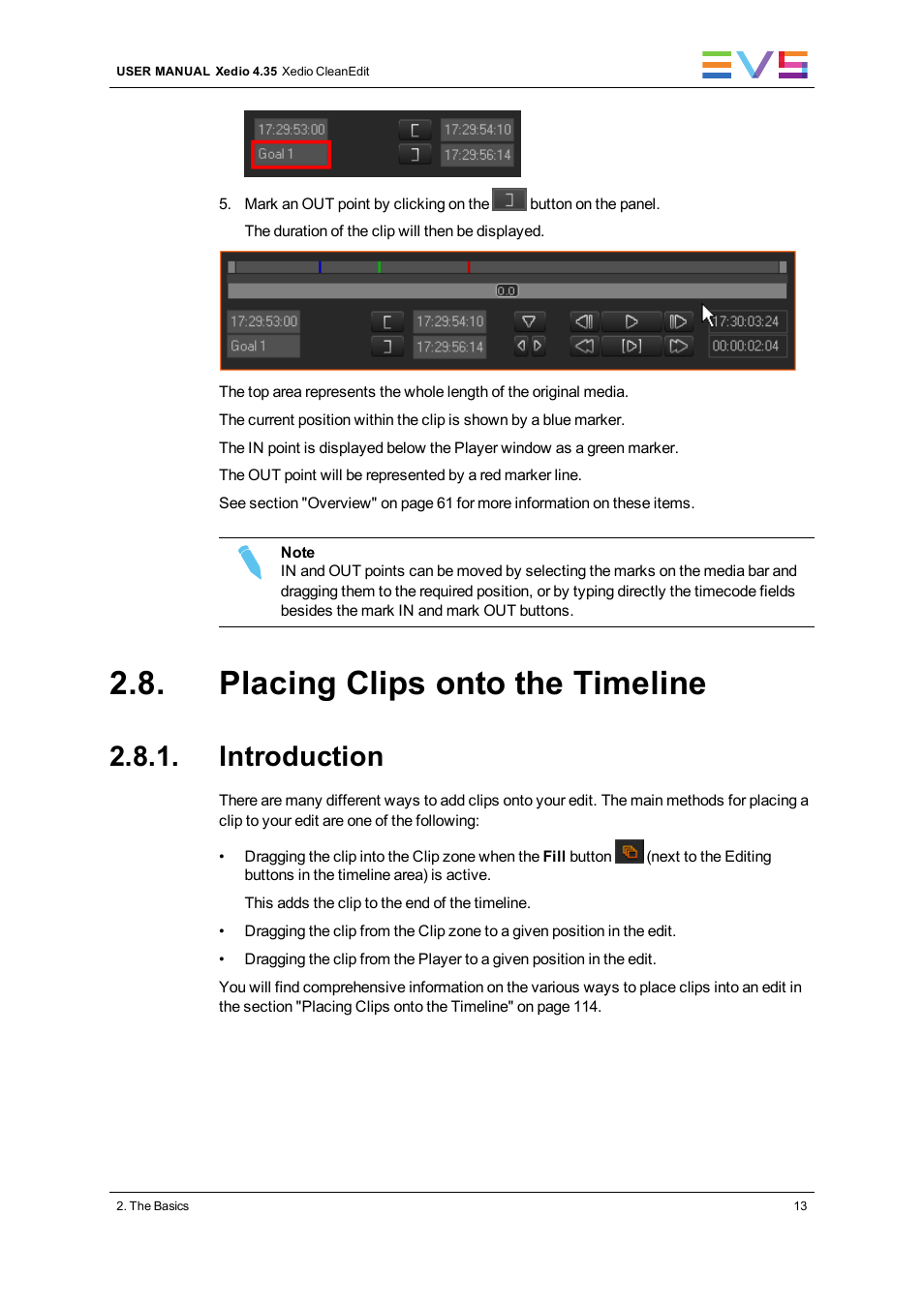 Placing clips onto the timeline, Introduction | EVS XEDIO CleanEdit Version 4.35 - August 2013 User Manual User Manual | Page 29 / 256