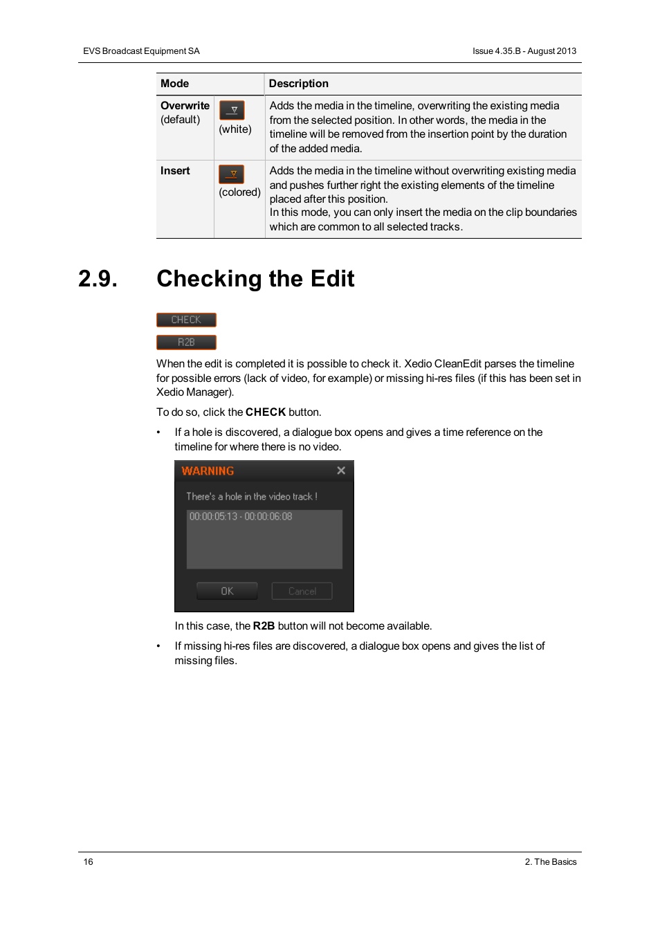 Checking the edit | EVS XEDIO CleanEdit Version 4.35 - August 2013 User Manual User Manual | Page 32 / 256