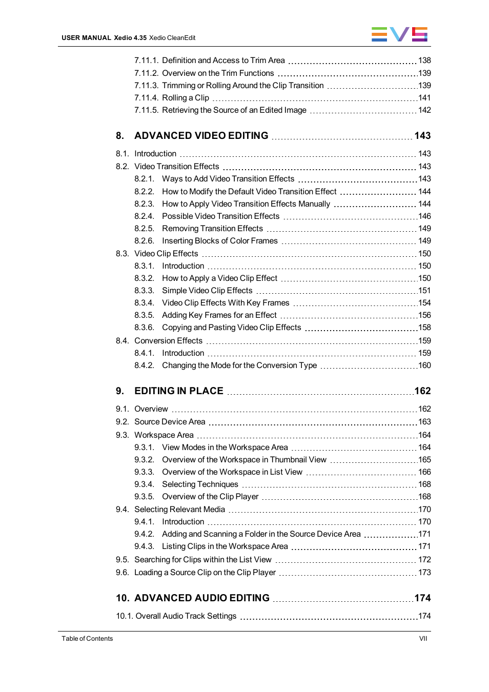 EVS XEDIO CleanEdit Version 4.35 - August 2013 User Manual User Manual | Page 9 / 256