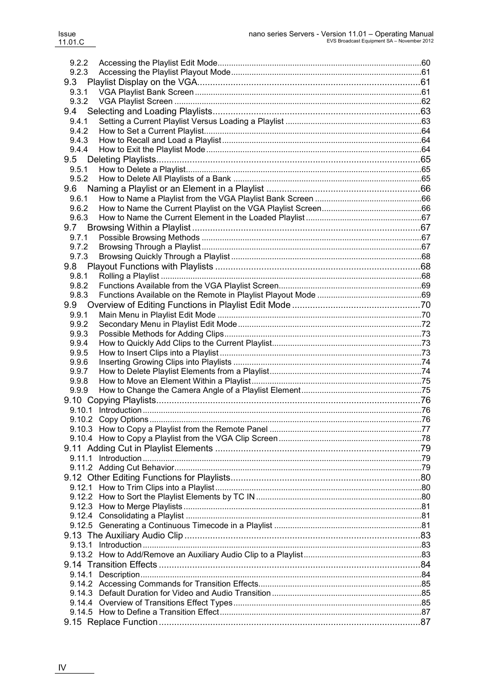 EVS XTnano Version 11.01 - November 2012 Operation Manual User Manual | Page 6 / 102