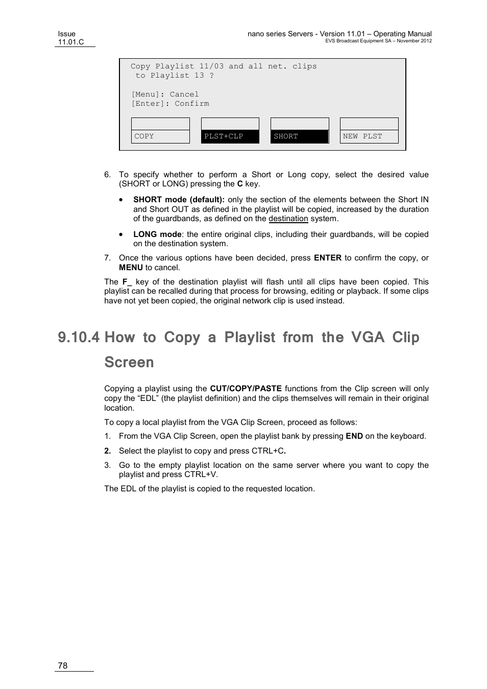 4 how to copy a playlist from the vga clip screen, How to copy a playlist from the vga clip screen | EVS XTnano Version 11.01 - November 2012 Operation Manual User Manual | Page 86 / 102