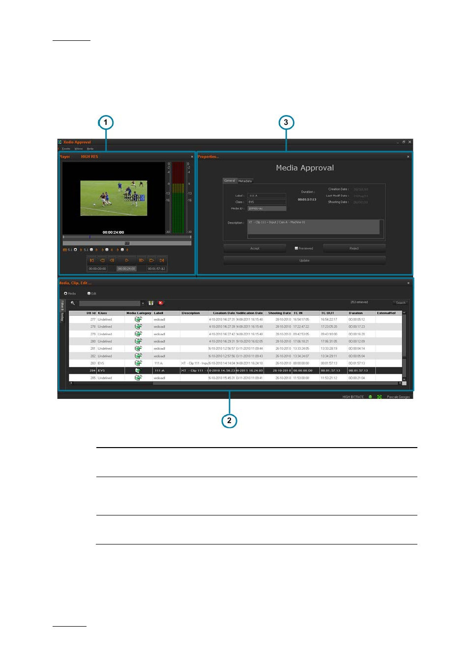 2 overview of the xedio approval window, Overview of the xedio approval window, Verview of the | Edio, Pproval, Indow | EVS Xedio Approval Version 4.1 - December 2011 User Manual User Manual | Page 8 / 33