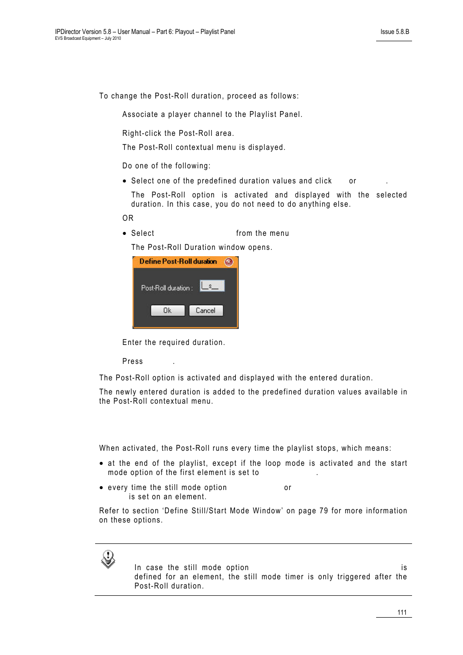 How to change the post-roll duration, Post-roll mechanism | EVS IPDirector Version 5.8 - July 2010 Part 6 User's Manual User Manual | Page 122 / 178