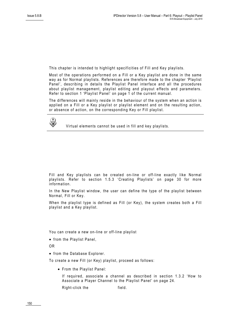 3 fill and key playlists, 1 purpose, 2 fill and key playlists management | Creating fill and key playlists, How to create a fill or key playlist, Fill and key playlists, Purpose, Fill and key playlists management, 3 ‘fill and key playlists | EVS IPDirector Version 5.8 - July 2010 Part 6 User's Manual User Manual | Page 161 / 178