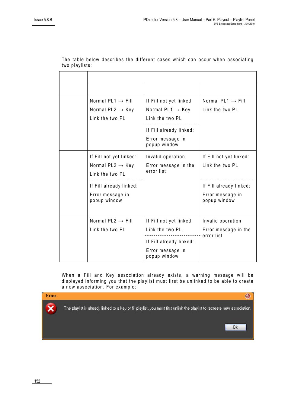 Rules in key and fill playlist associations | EVS IPDirector Version 5.8 - July 2010 Part 6 User's Manual User Manual | Page 163 / 178