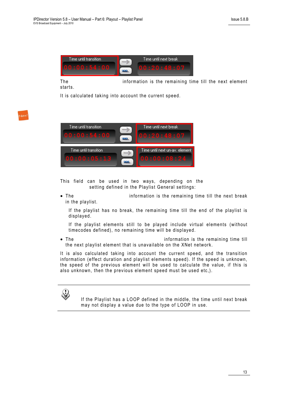 Time until transition, Element | EVS IPDirector Version 5.8 - July 2010 Part 6 User's Manual User Manual | Page 24 / 178