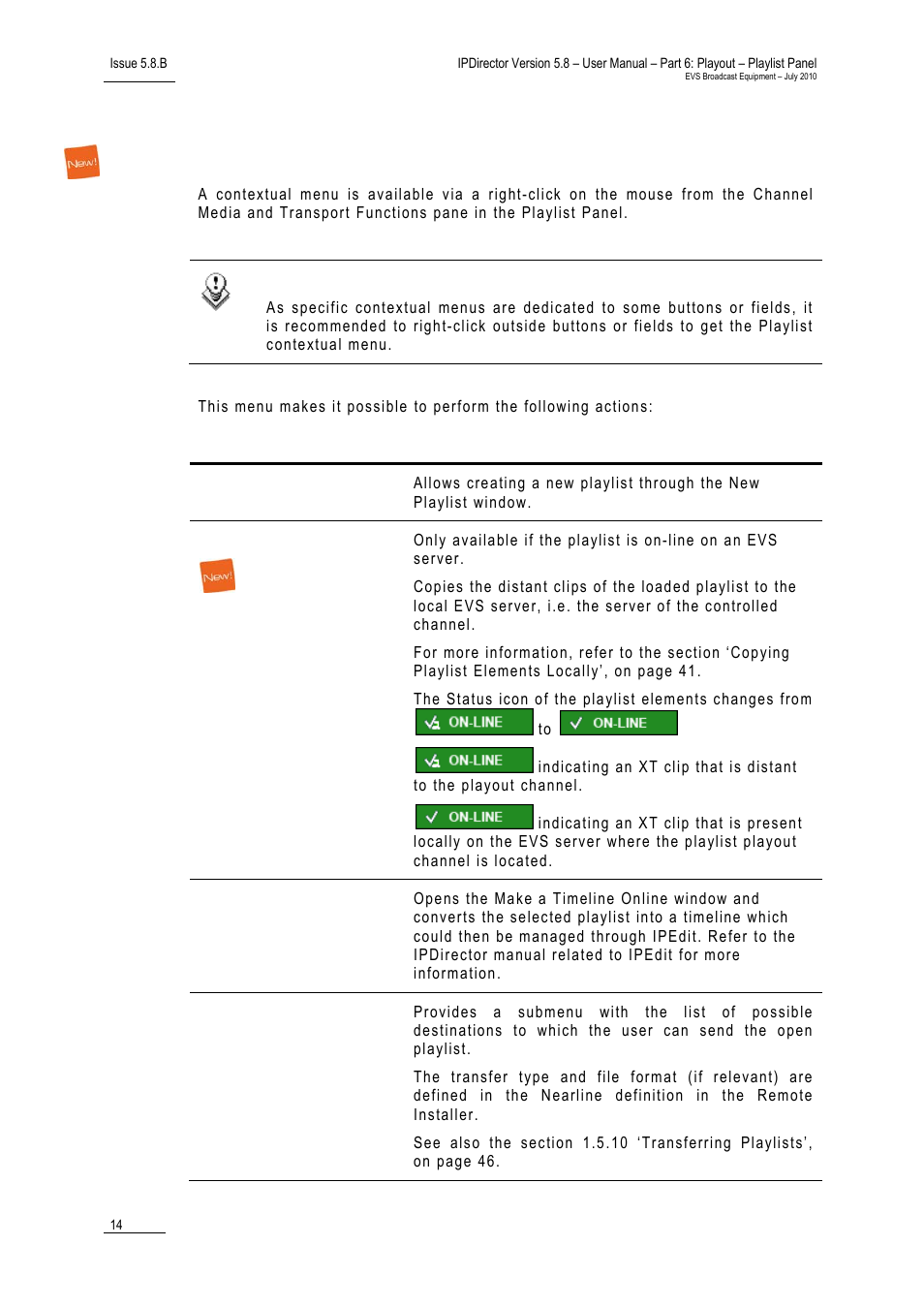 Playlist contextual menu | EVS IPDirector Version 5.8 - July 2010 Part 6 User's Manual User Manual | Page 25 / 178
