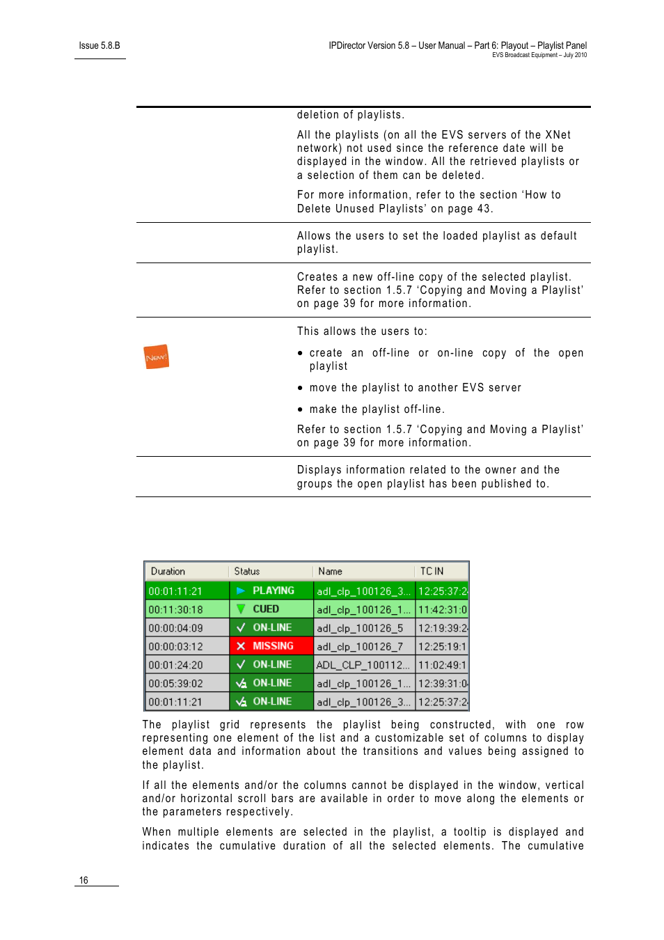 4 playlist grid, Playlist grid, Laylist | EVS IPDirector Version 5.8 - July 2010 Part 6 User's Manual User Manual | Page 27 / 178