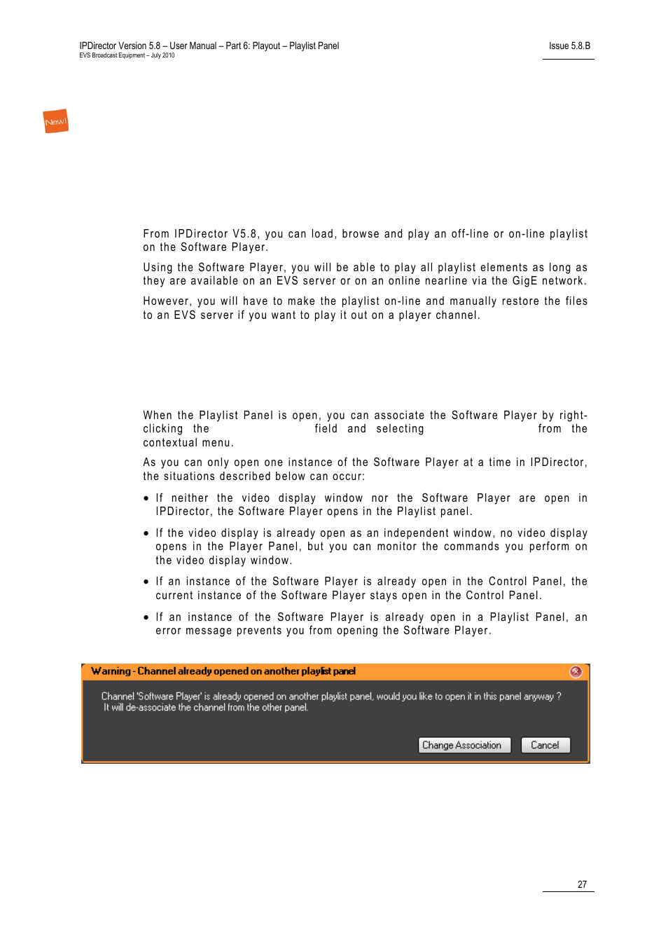4 assigning a playlist to a software player, Introduction, Assigning a playlist to a software player | EVS IPDirector Version 5.8 - July 2010 Part 6 User's Manual User Manual | Page 38 / 178