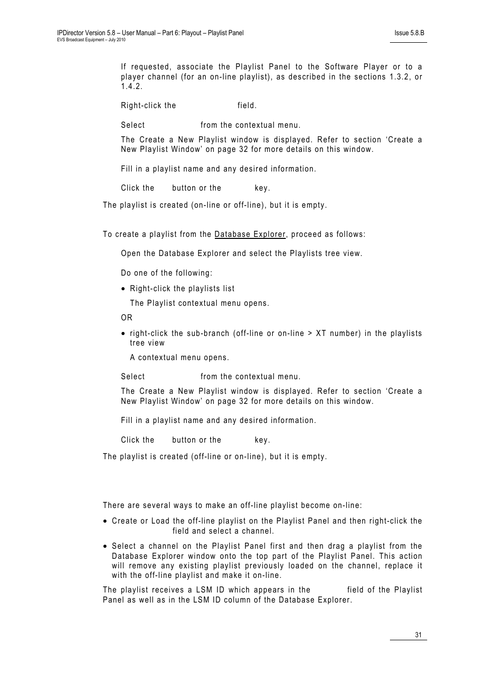 How to make a playlist on-line | EVS IPDirector Version 5.8 - July 2010 Part 6 User's Manual User Manual | Page 42 / 178