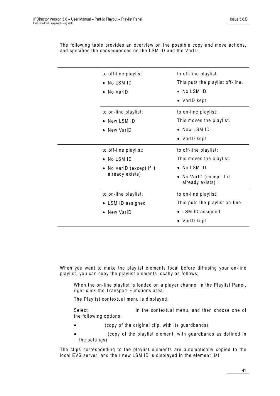 Copying playlist elements locally, How to copy playlist elements locally | EVS IPDirector Version 5.8 - July 2010 Part 6 User's Manual User Manual | Page 52 / 178