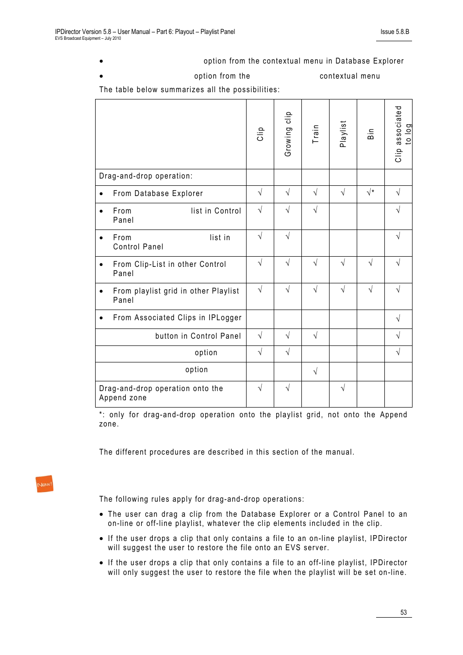 Rules for drag-and-drop operations, Ules for, Perations | EVS IPDirector Version 5.8 - July 2010 Part 6 User's Manual User Manual | Page 64 / 178