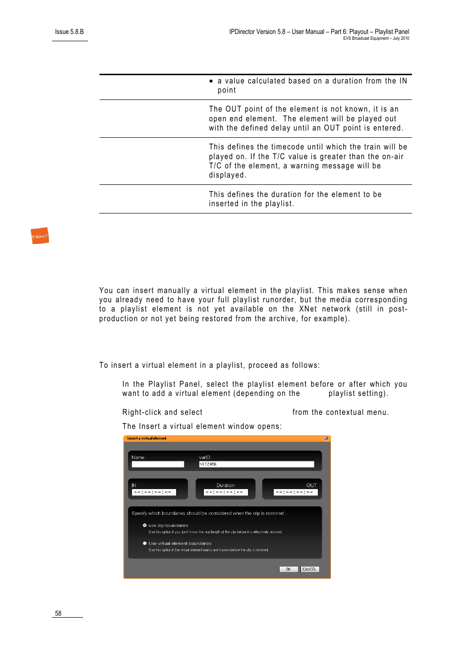Inserting virtual elements in a playlist, Introduction, How to insert a virtual element in a playlist | 2 ‘inserting virtual elements in a playlist, Nserting, Irtual, Lements in a, Laylist | EVS IPDirector Version 5.8 - July 2010 Part 6 User's Manual User Manual | Page 69 / 178
