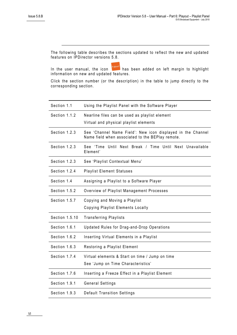 What’s new | EVS IPDirector Version 5.8 - July 2010 Part 6 User's Manual User Manual | Page 7 / 178