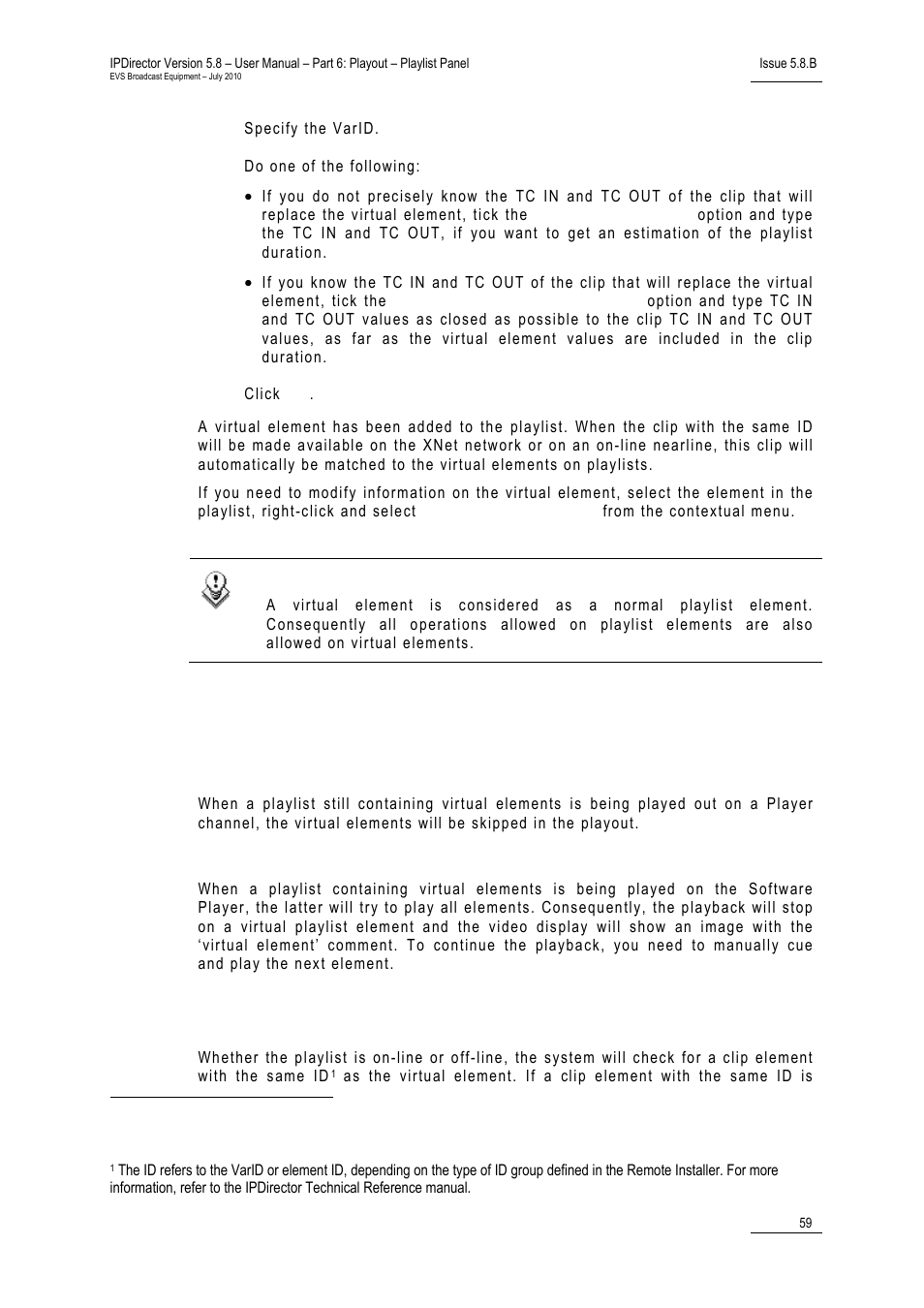 Playout on a player channel, Playback on the software player, Replace process of virtual playlist elements | EVS IPDirector Version 5.8 - July 2010 Part 6 User's Manual User Manual | Page 70 / 178