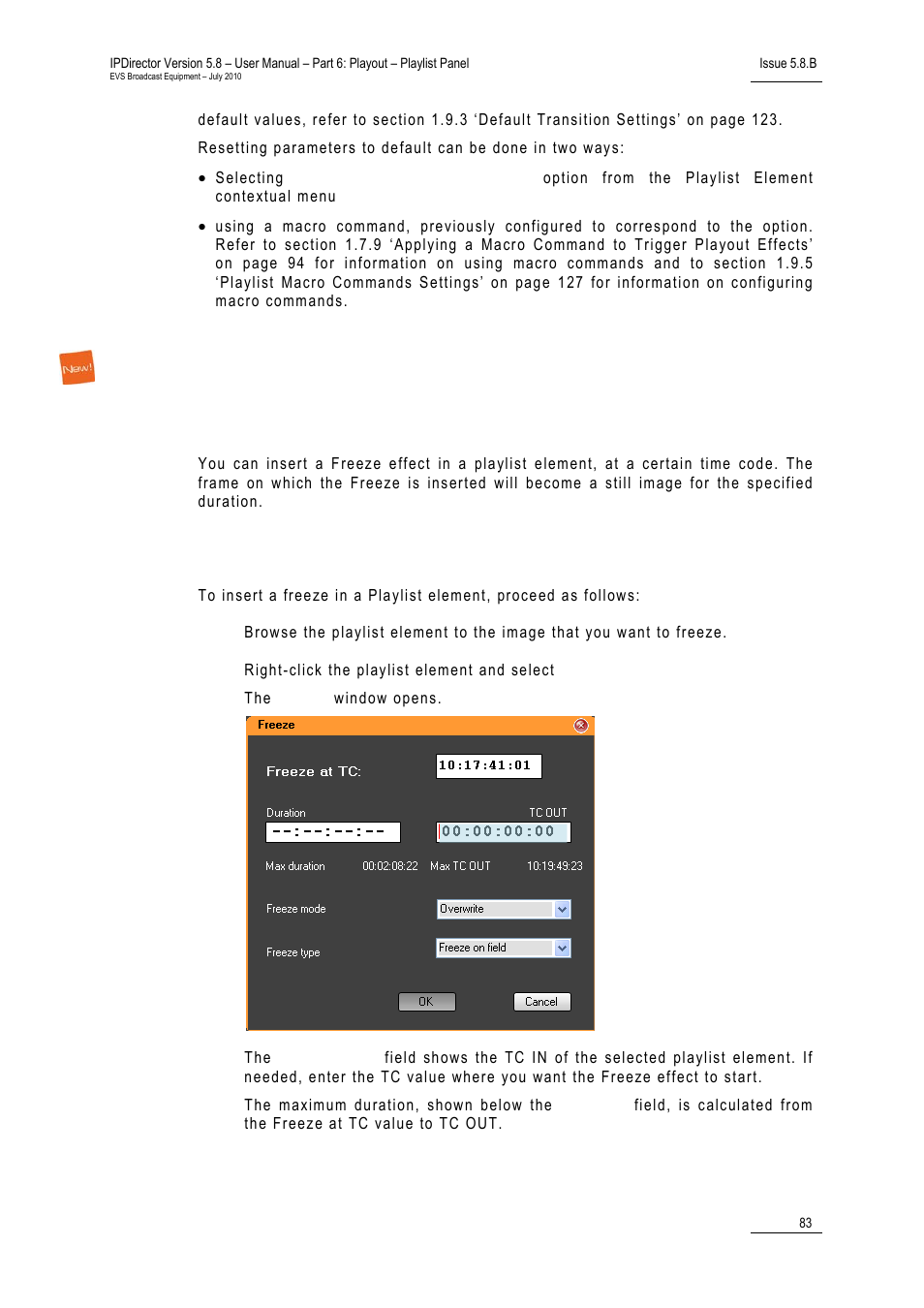 Inserting a freeze effect in a playlist element, Introduction, How to insert a freeze in a playlist element | Nserting a, Reeze, Ffect in a, Laylist, Lement | EVS IPDirector Version 5.8 - July 2010 Part 6 User's Manual User Manual | Page 94 / 178