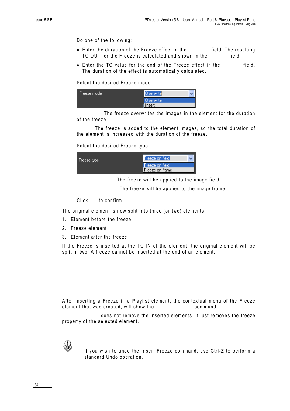 Removing a freeze effect, Introduction | EVS IPDirector Version 5.8 - July 2010 Part 6 User's Manual User Manual | Page 95 / 178