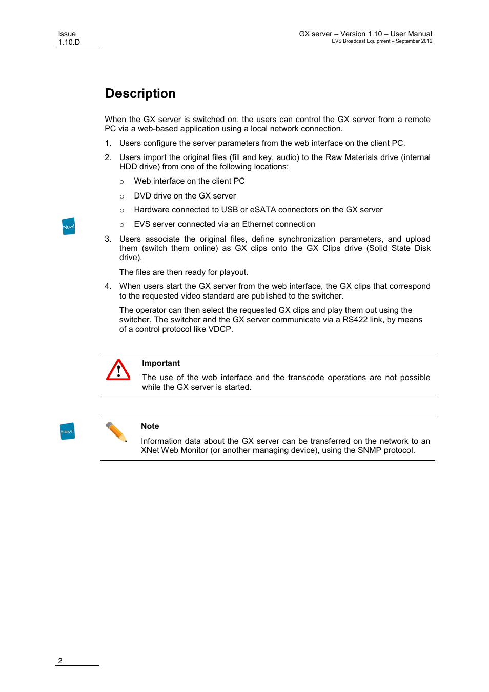 Description | EVS GX Version 1.10 User’s Manual User Manual | Page 10 / 74