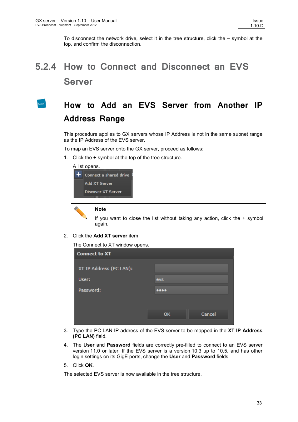 4 how to connect and disconnect an evs server, How to connect and disconnect an evs server | EVS GX Version 1.10 User’s Manual User Manual | Page 41 / 74