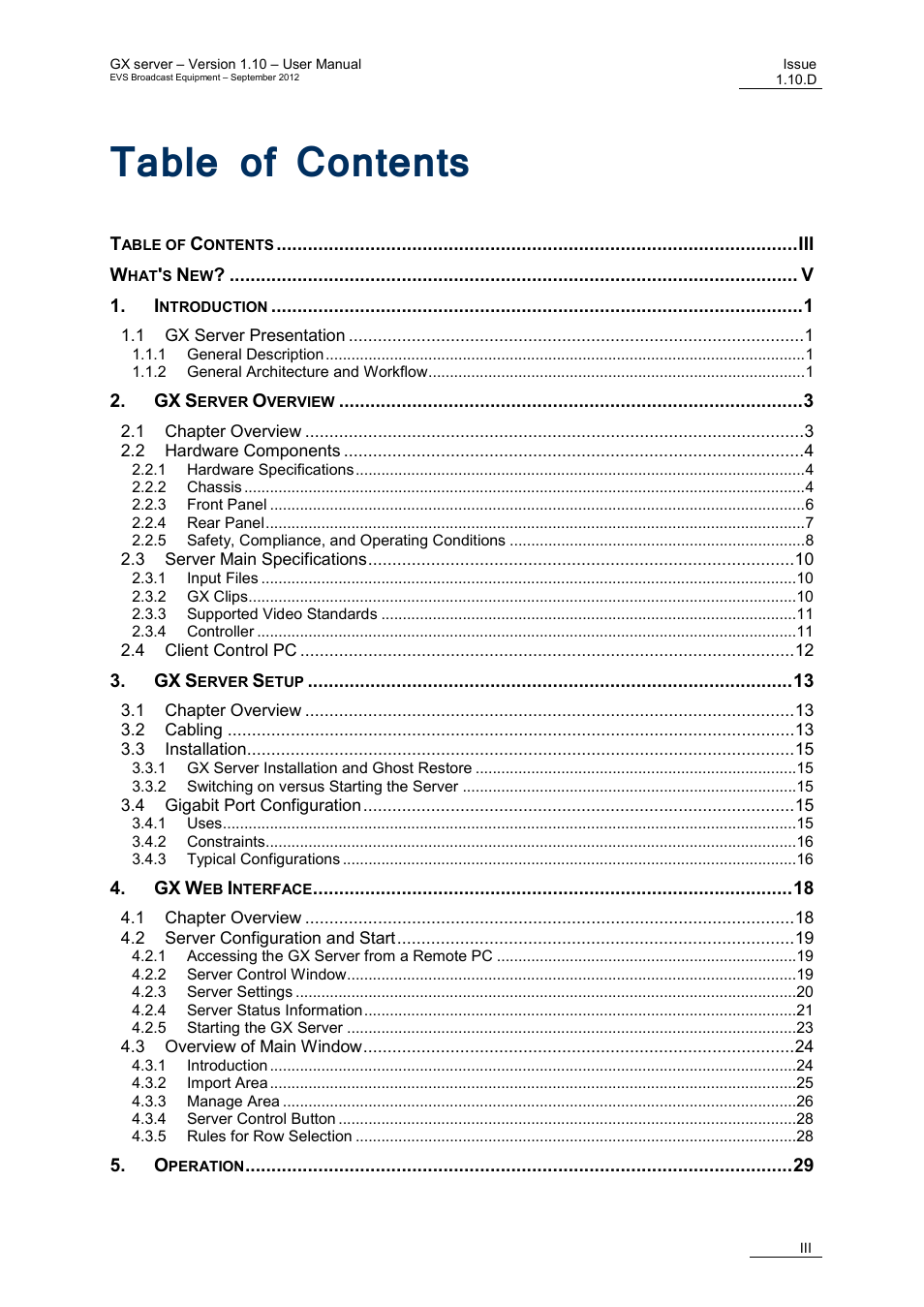 EVS GX Version 1.10 User’s Manual User Manual | Page 5 / 74