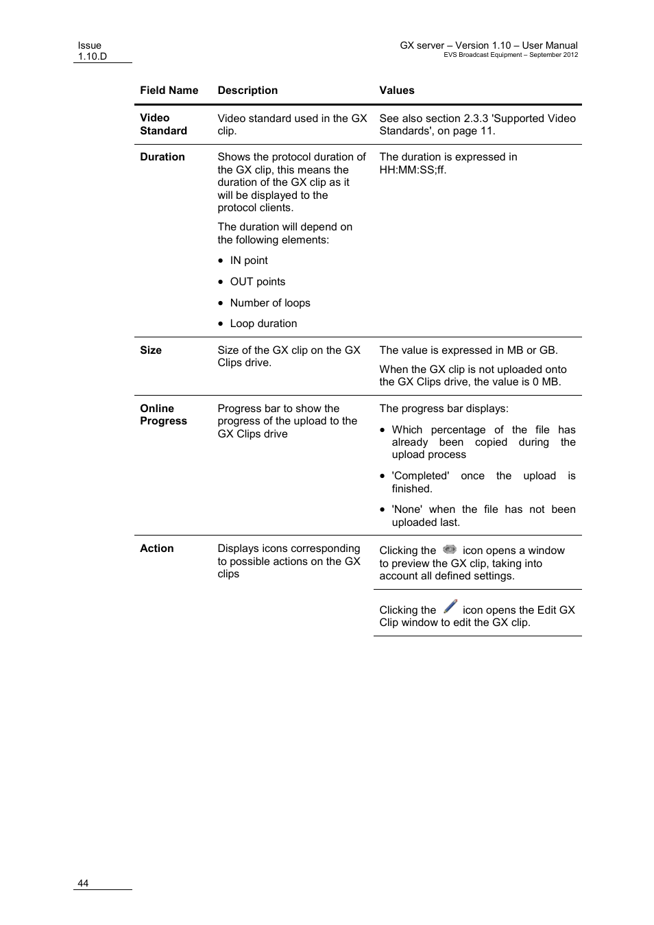 EVS GX Version 1.10 User’s Manual User Manual | Page 52 / 74