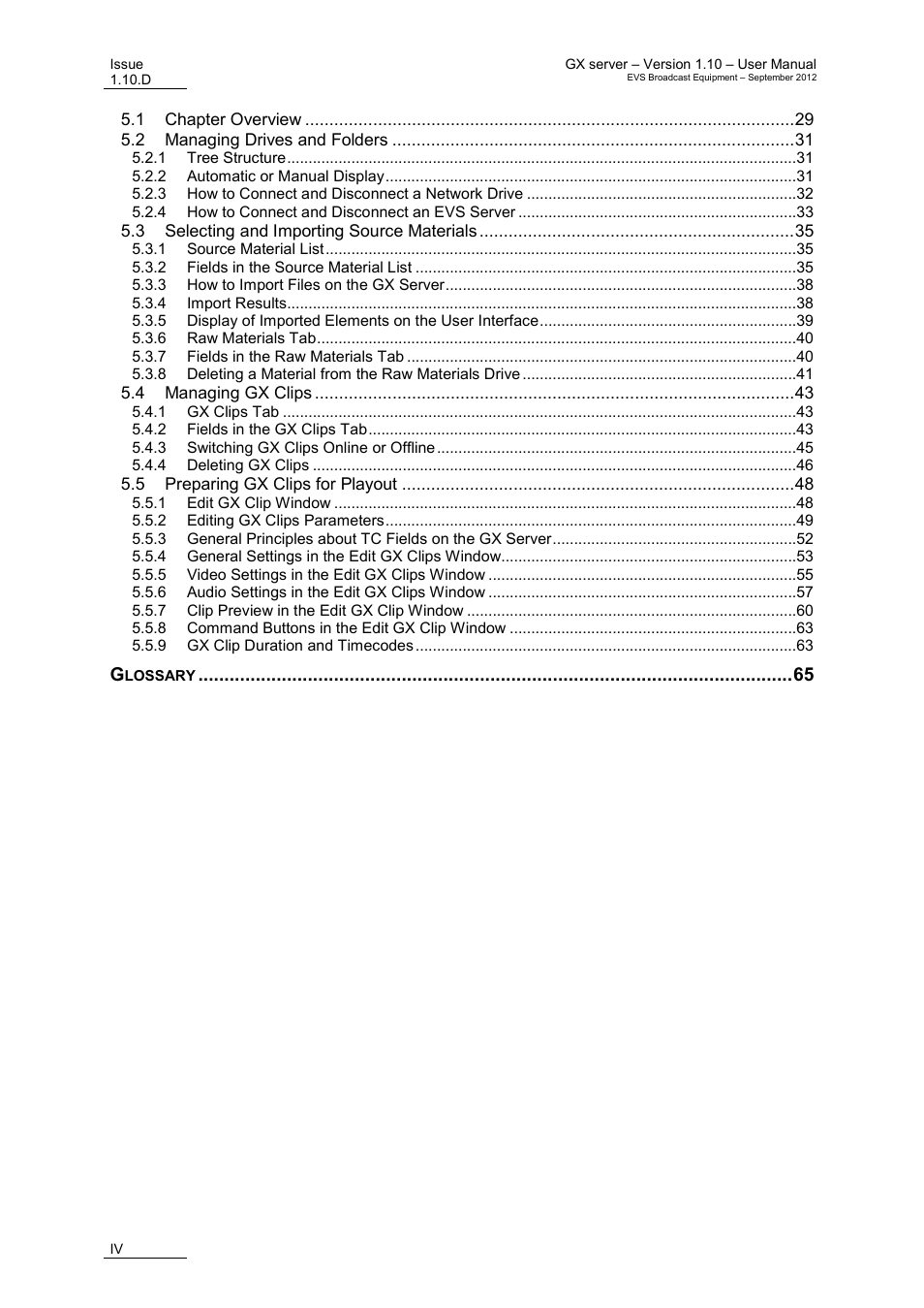 EVS GX Version 1.10 User’s Manual User Manual | Page 6 / 74