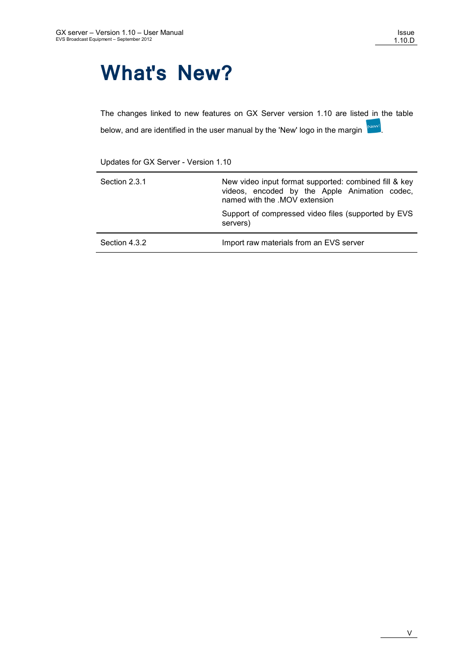 What's new | EVS GX Version 1.10 User’s Manual User Manual | Page 7 / 74