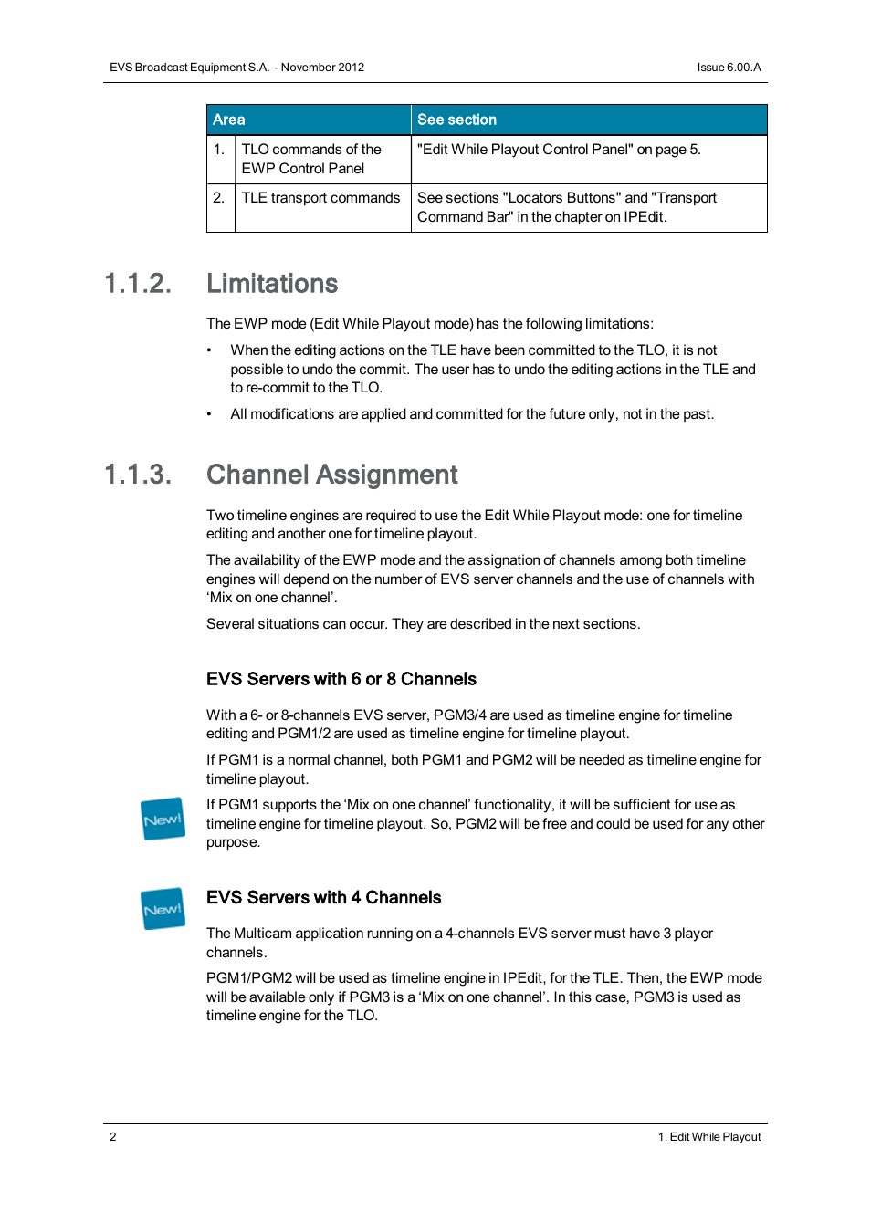 Limitations, Channel assignment | EVS IPDirector Version 6.0 - November 2012 Part 9 User's Manual User Manual | Page 10 / 26