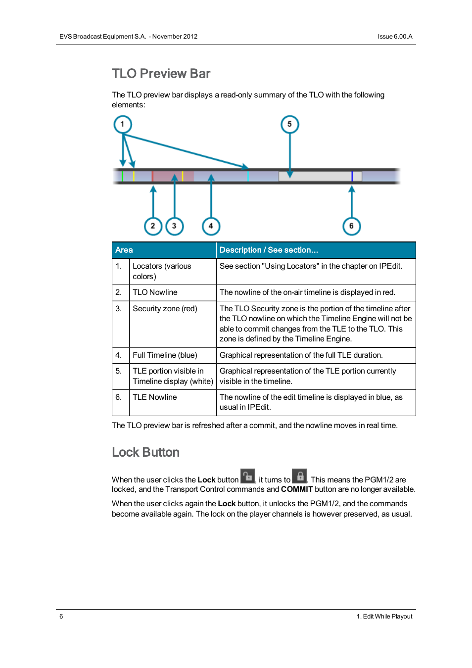 Tlo preview bar, Lock button | EVS IPDirector Version 6.0 - November 2012 Part 9 User's Manual User Manual | Page 14 / 26