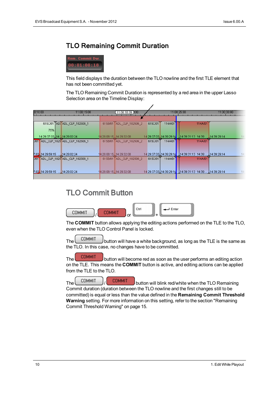 Tlo commit button, Tlo remaining commit duration | EVS IPDirector Version 6.0 - November 2012 Part 9 User's Manual User Manual | Page 18 / 26