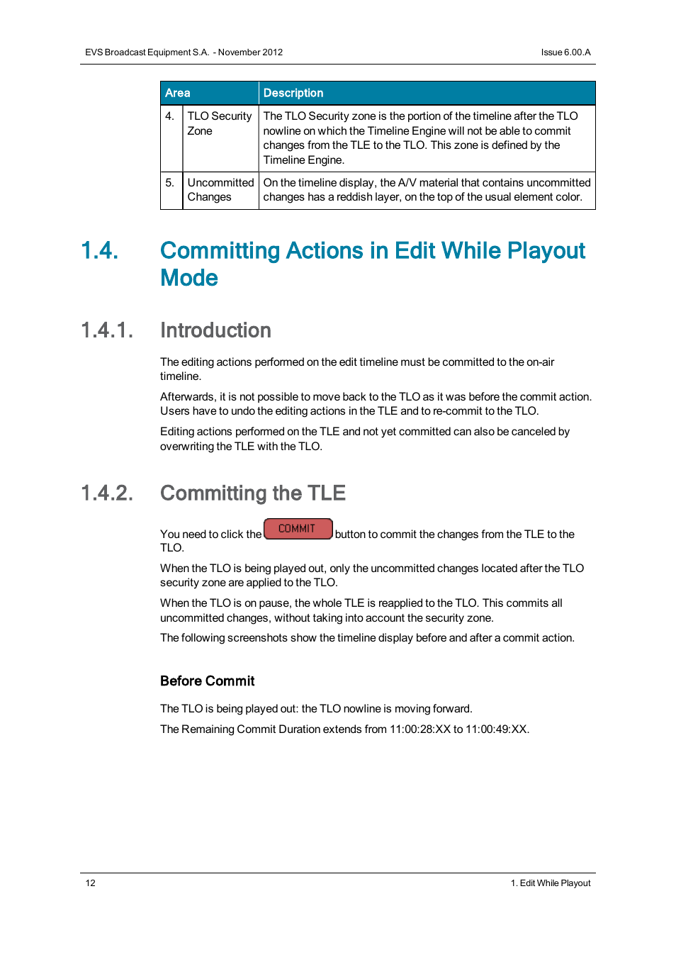 Committing actions in edit while playout mode, Introduction, Committing the tle | EVS IPDirector Version 6.0 - November 2012 Part 9 User's Manual User Manual | Page 20 / 26