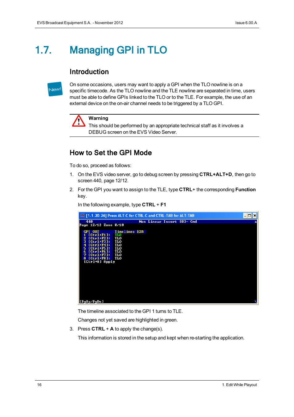 Managing gpi in tlo, Introduction, How to set the gpi mode | EVS IPDirector Version 6.0 - November 2012 Part 9 User's Manual User Manual | Page 24 / 26
