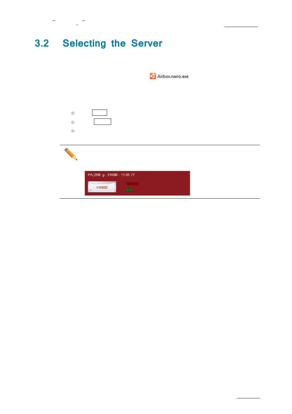 Selecting the server, 2 selecting the server | EVS nanoAir Version 1.0 - April 2013 User Manual | Page 23 / 98