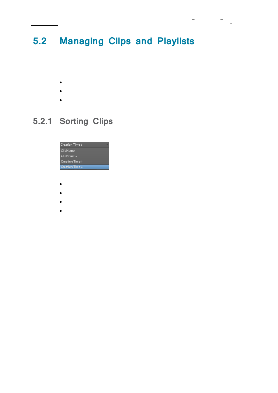 Managing clips and playlists, Sorting clips, 2 managing clips and playlists | 1 sorting clips | EVS nanoAir Version 1.0 - April 2013 User Manual | Page 50 / 98