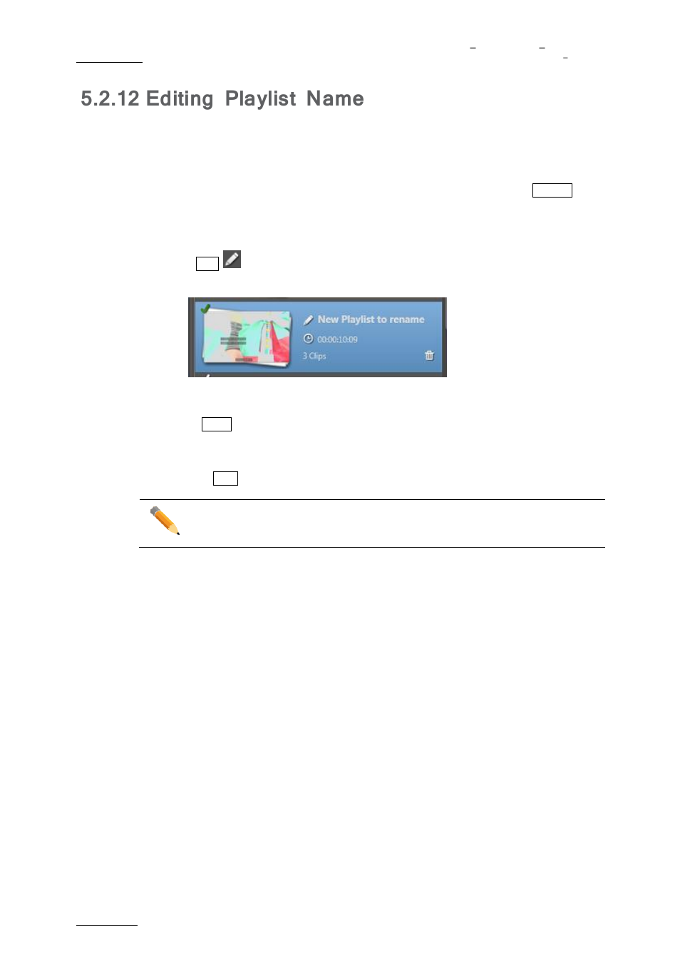 Editing playlist name, 12 editing playlist name | EVS nanoAir Version 1.0 - April 2013 User Manual | Page 62 / 98