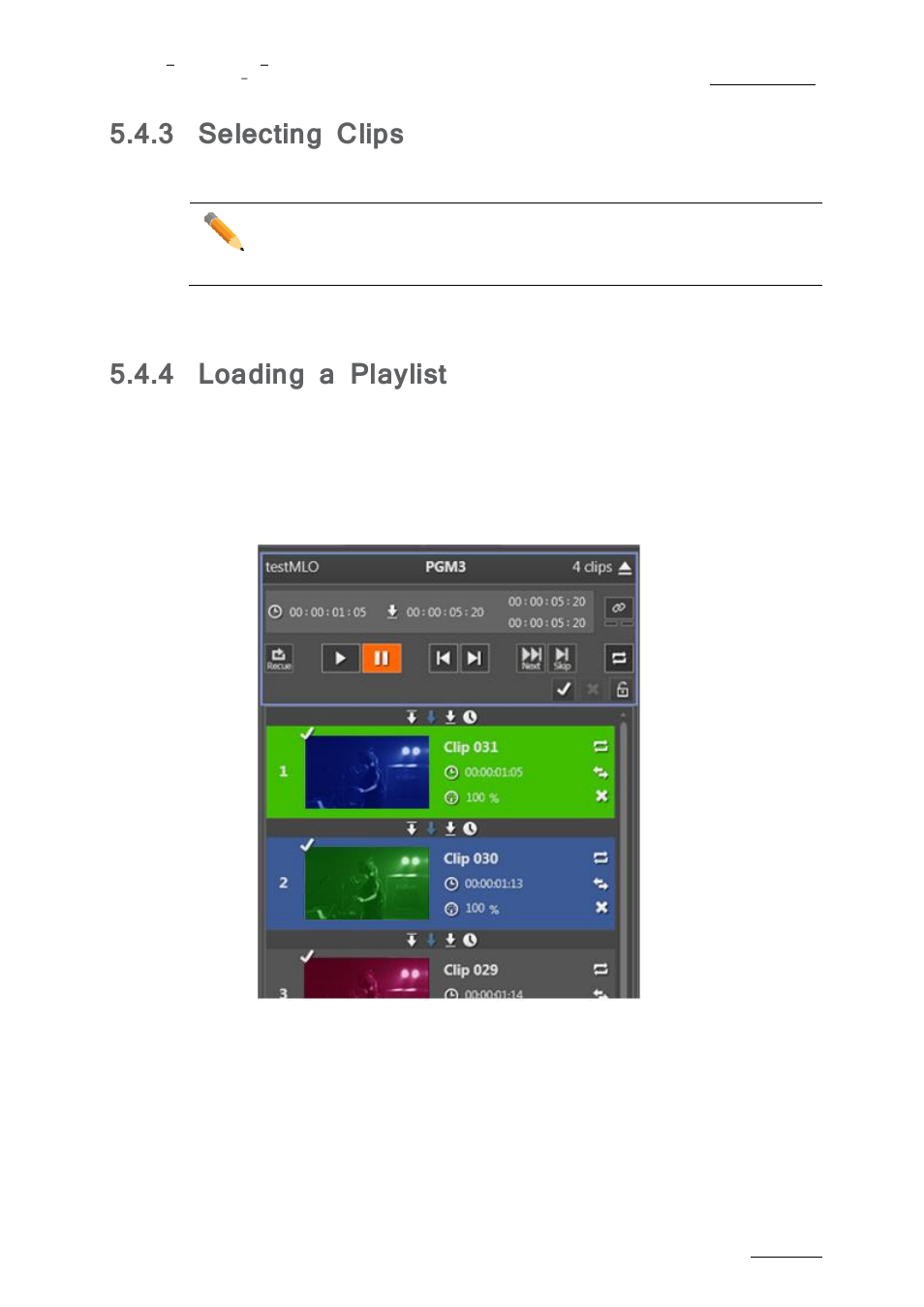 Selecting clips, Loading a playlist, 3 selecting clips | 4 loading a playlist | EVS nanoAir Version 1.0 - April 2013 User Manual | Page 79 / 98