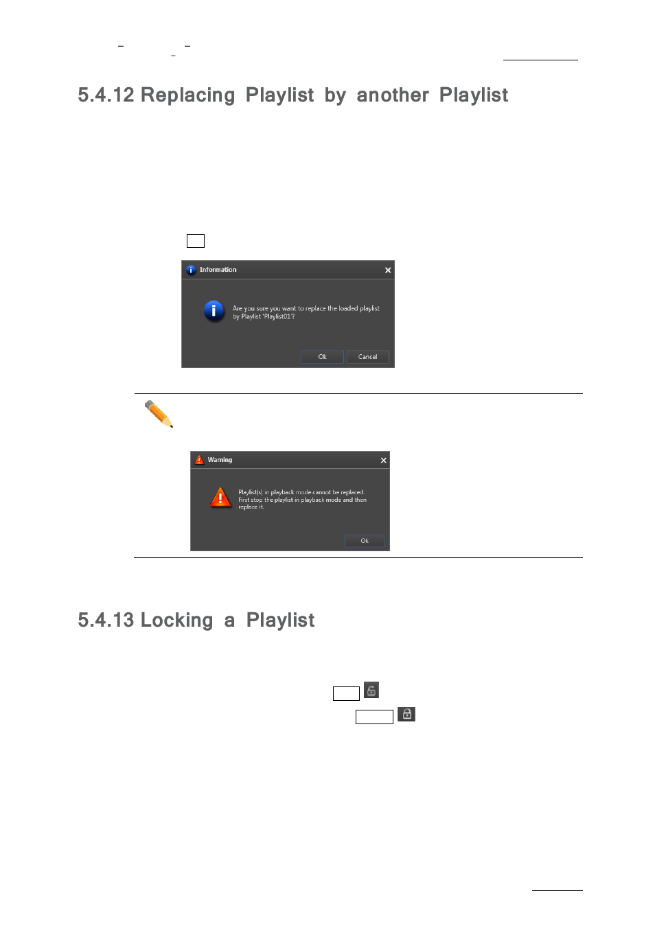 Replacing playlist by another playlist, Locking a playlist, 12 replacing playlist by another playlist | 13 locking a playlist | EVS nanoAir Version 1.0 - April 2013 User Manual | Page 83 / 98