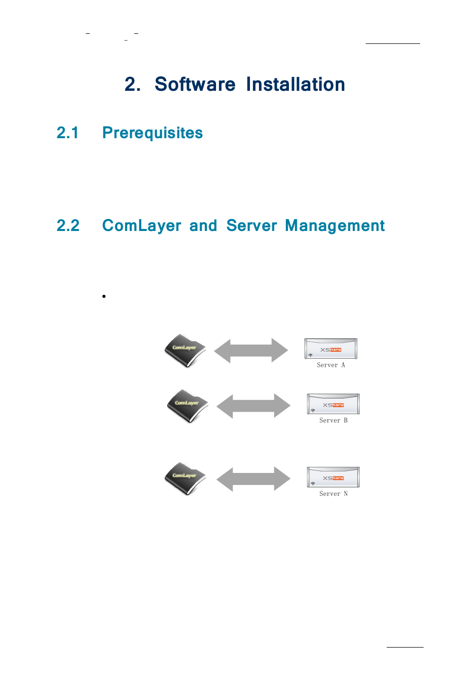 Oftware, Nstallation, Prerequisites | Comlayer and server management, Software installation, 1 prerequisites, 2 comlayer and server management | EVS nanoAir Version 1.0 - April 2013 User Manual | Page 9 / 98