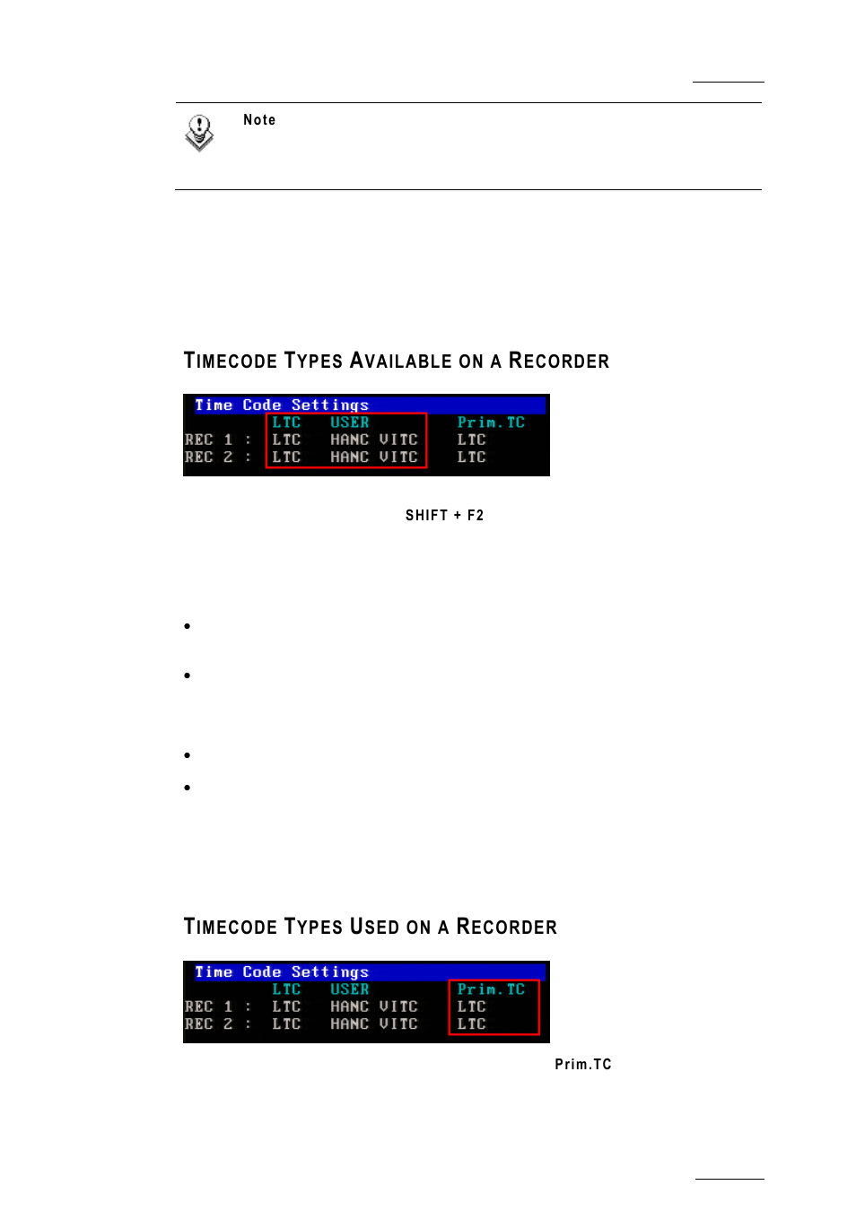 Timecode types available on a recorder, Timecode types used on a recorder | EVS XTnano Version 10.03 - July 2010 Configuration Manual User Manual | Page 16 / 63